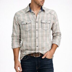 Moonshine Spirit Brad Paisley Shirt Mens L Spaced Out Cowboy Plaid Western Snap